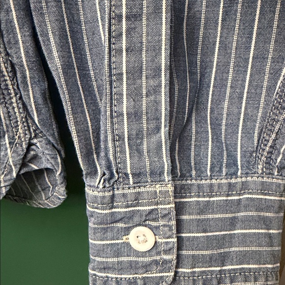 Denim & Supply Ralph Lauren Navy Pinstripe Casual Shirt Mens L Slim Fit - Picture 6 of 10